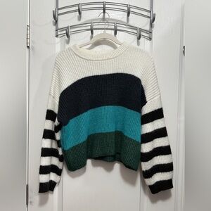 Harper Heritage Dinora Colorblock Ribbed Knit Crew Sweater women’s L Multi color